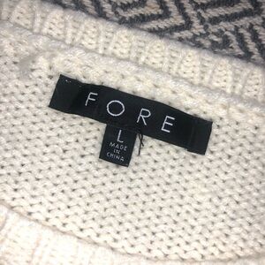 FORE Cream Crew Neck Sweater with Textured 3d Floral Design Size L